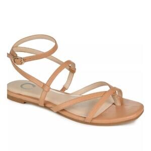 NEW Journee Collection Women's Serissa Strappy Flat Sandals Tan Size 8M
